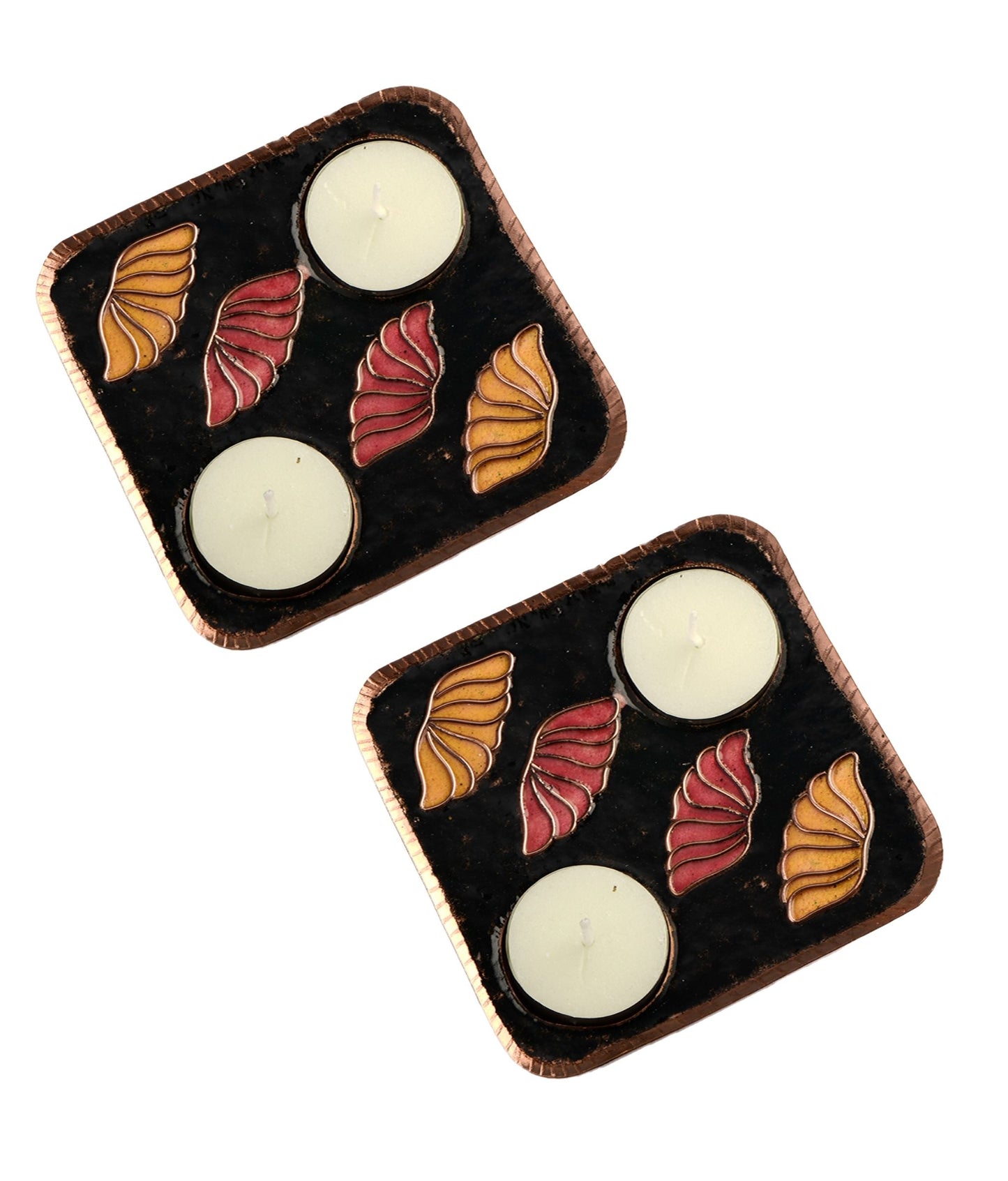 Ekibeki Handcrafted Tealight holder Vasant 4 Lotus (Set of 2)