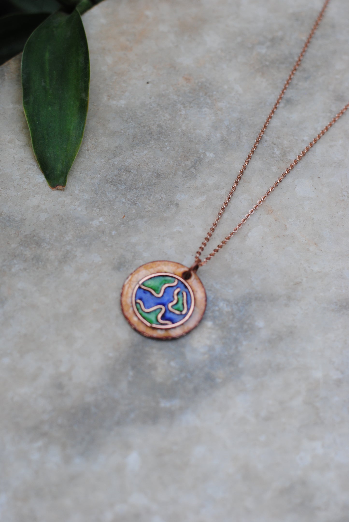Copper enamel trinkets, funky pendant handcrafted in Maharashtra, India. World map theme