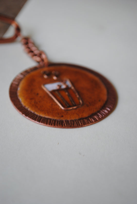 Copper enamel trinkets, funky keychains handcrafted in Maharashtra, India. Chai paani theme