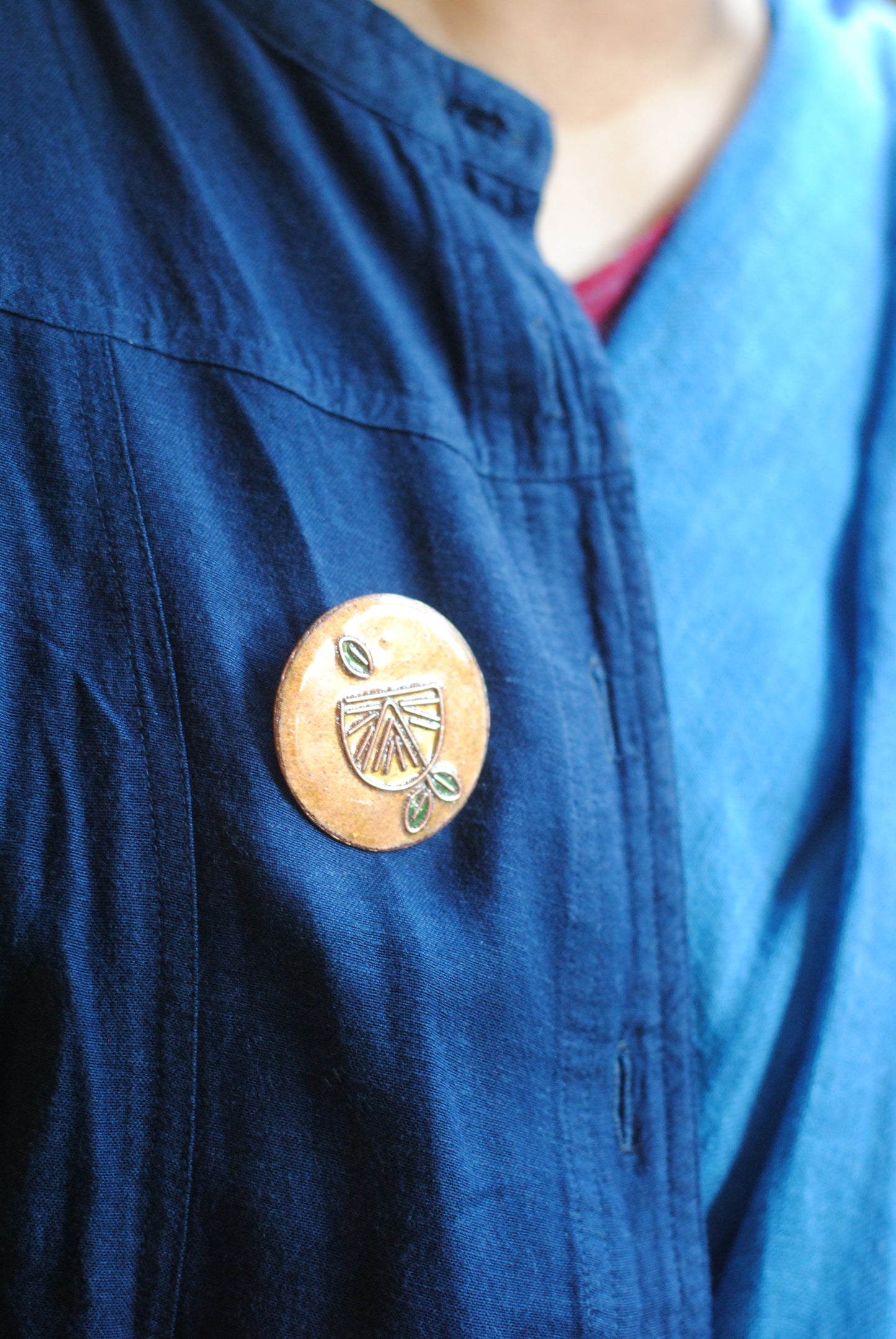 Copper enamel trinkets, funky lapel pins handcrafted in Maharashtra, India. Lemon theme