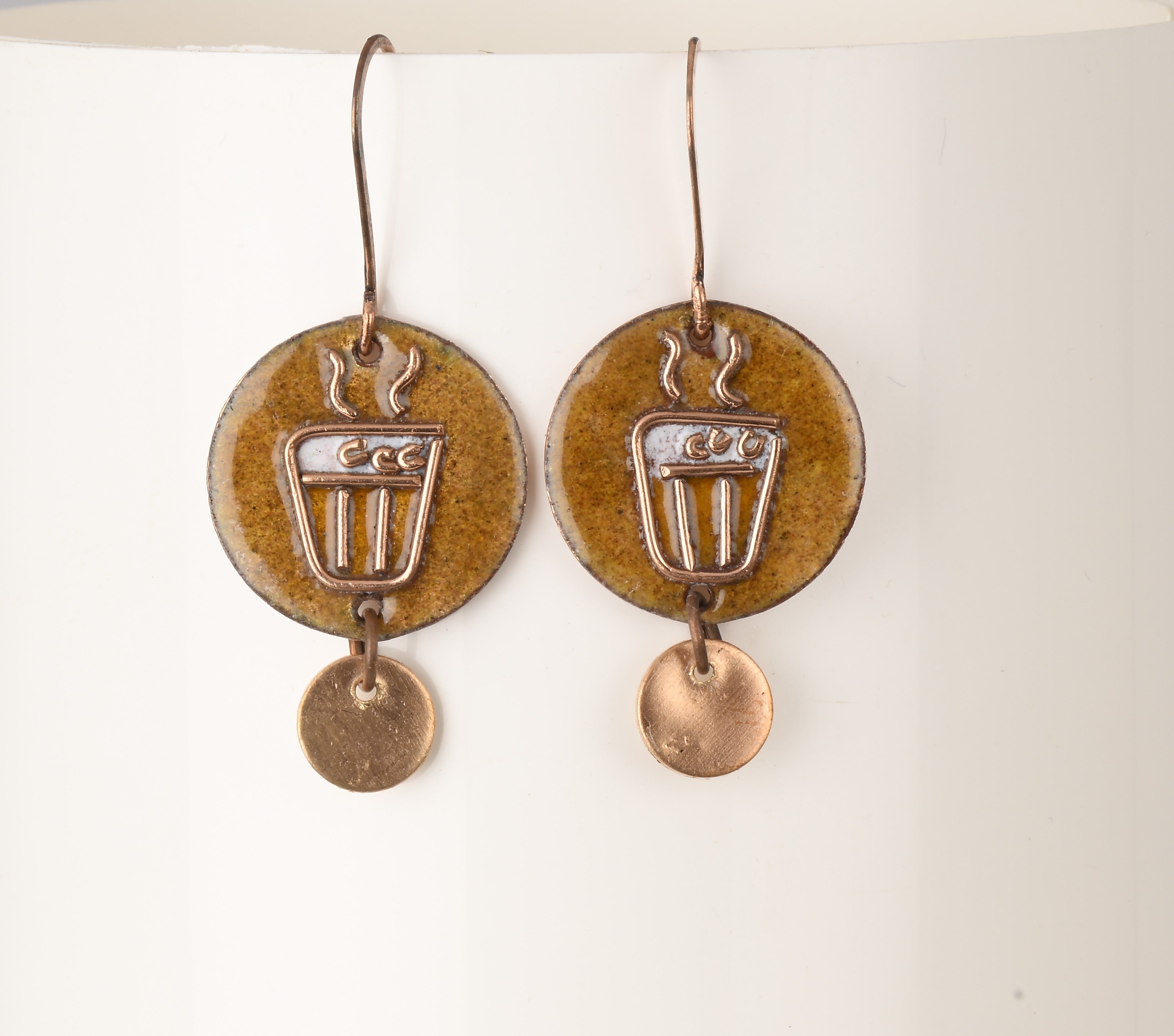 Handcrafted Chai/Paani Yellow/Bronze Earrings