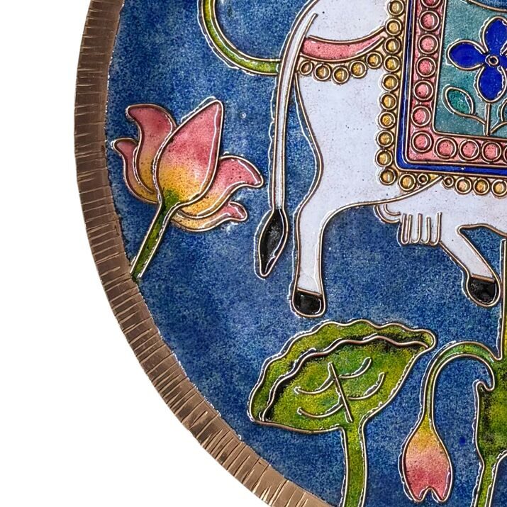 Handcrafted Pichhwai Wall Plate- Kaamdhenu