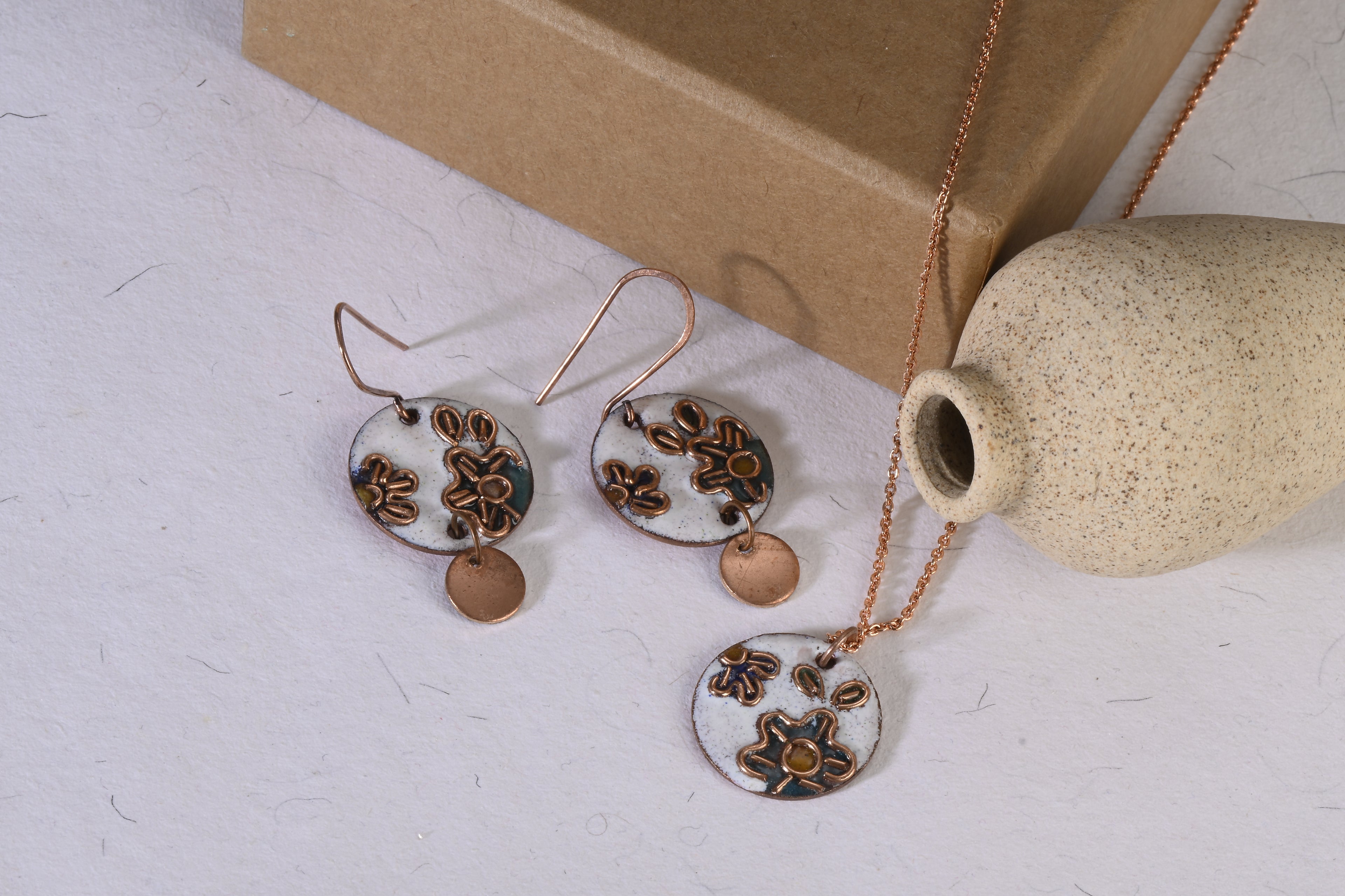 Handcrafted Flower White Enamel Pendant