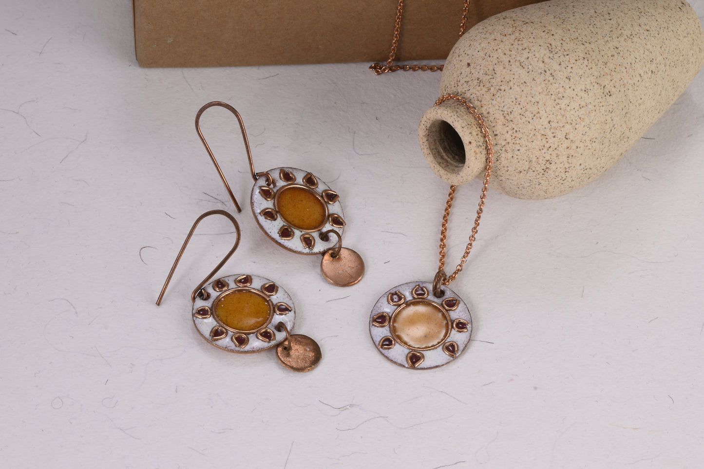 Handcrafted Nimbuzz Yellow Copper Enamel Pendant