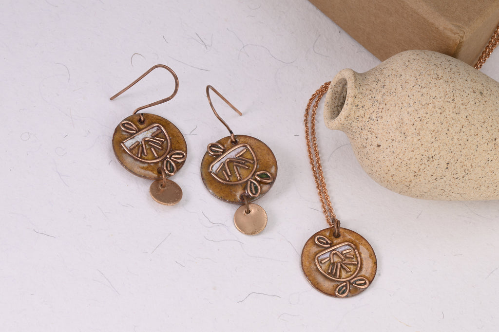 Handcrafted Nimbuzz Yellow Copper Enamel Pendant