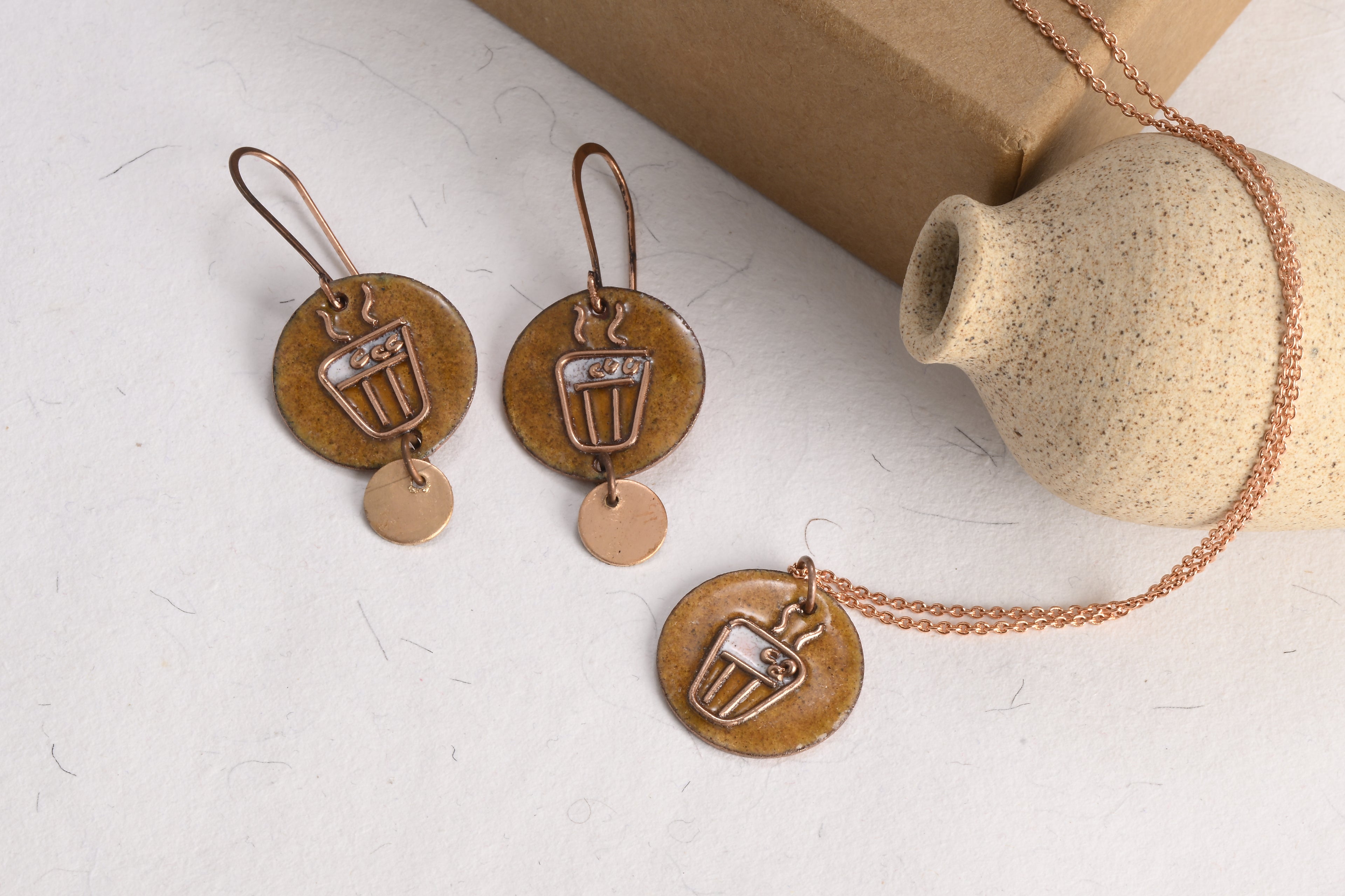 Handcrafted Chai/Paani Yellow/Bronze Pendant