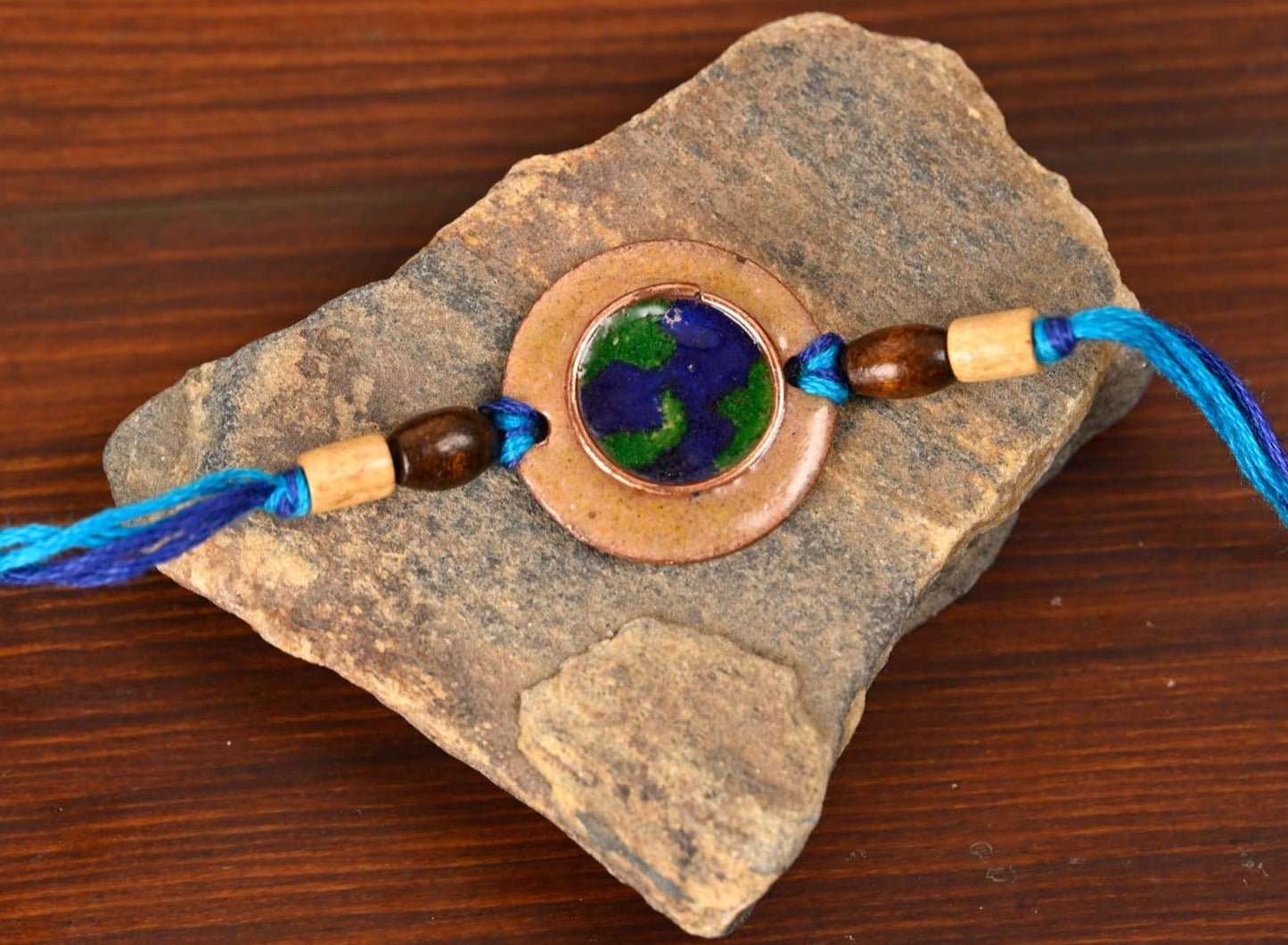 Handcrafted "Earthy" Copper Enamel Rakhi by EkiBeki