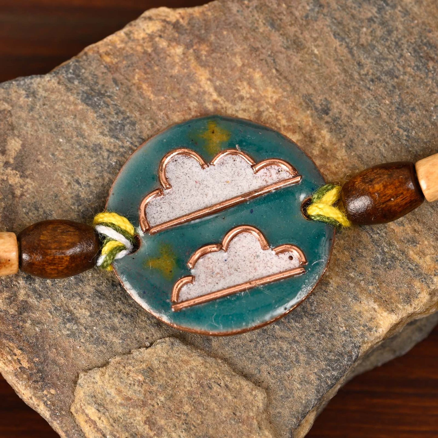 Handcrafted "Baadal" Copper Enamel Rakhi by EkiBeki