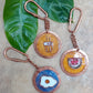 Handcrafted Copper Enamel keychains set of 3- Watermelon/Egg/Tea