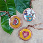 Handcrafted Copper Enamel keychains set of 3- Watermelon/Heart/Flower