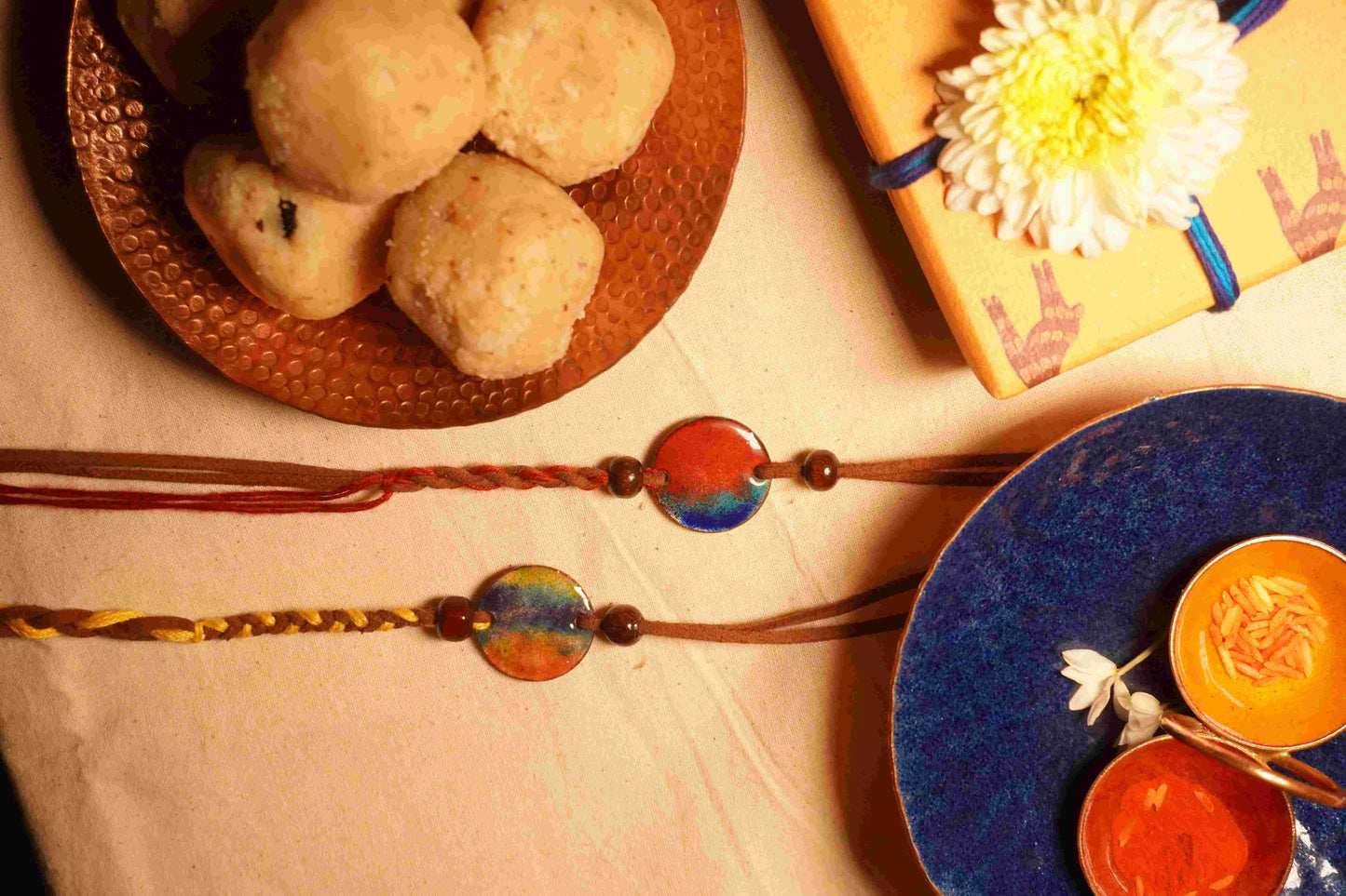 Handcrafted "Rudra" Copper Enamel Rakhi by EkiBeki