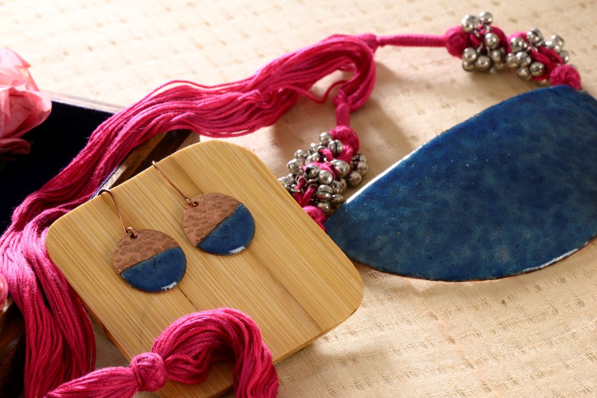 Neela Ardha-Chandra handcrafted earrings