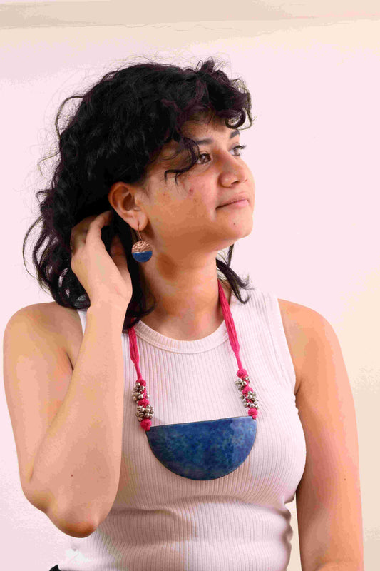 Neela Ardha-Chandra handcrafted earrings