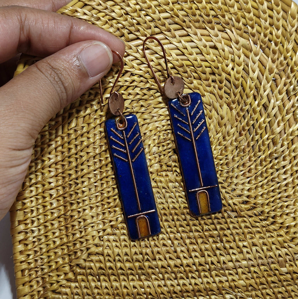 Handcrafted Prairie Green Copper Enamel Earrings