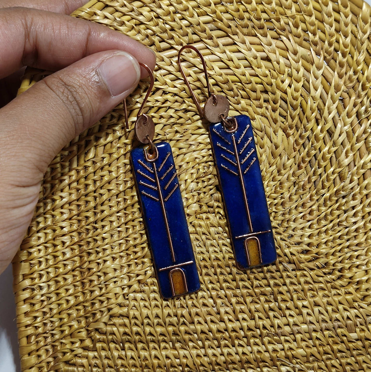 Handcrafted Prairie Green Copper Enamel Earrings