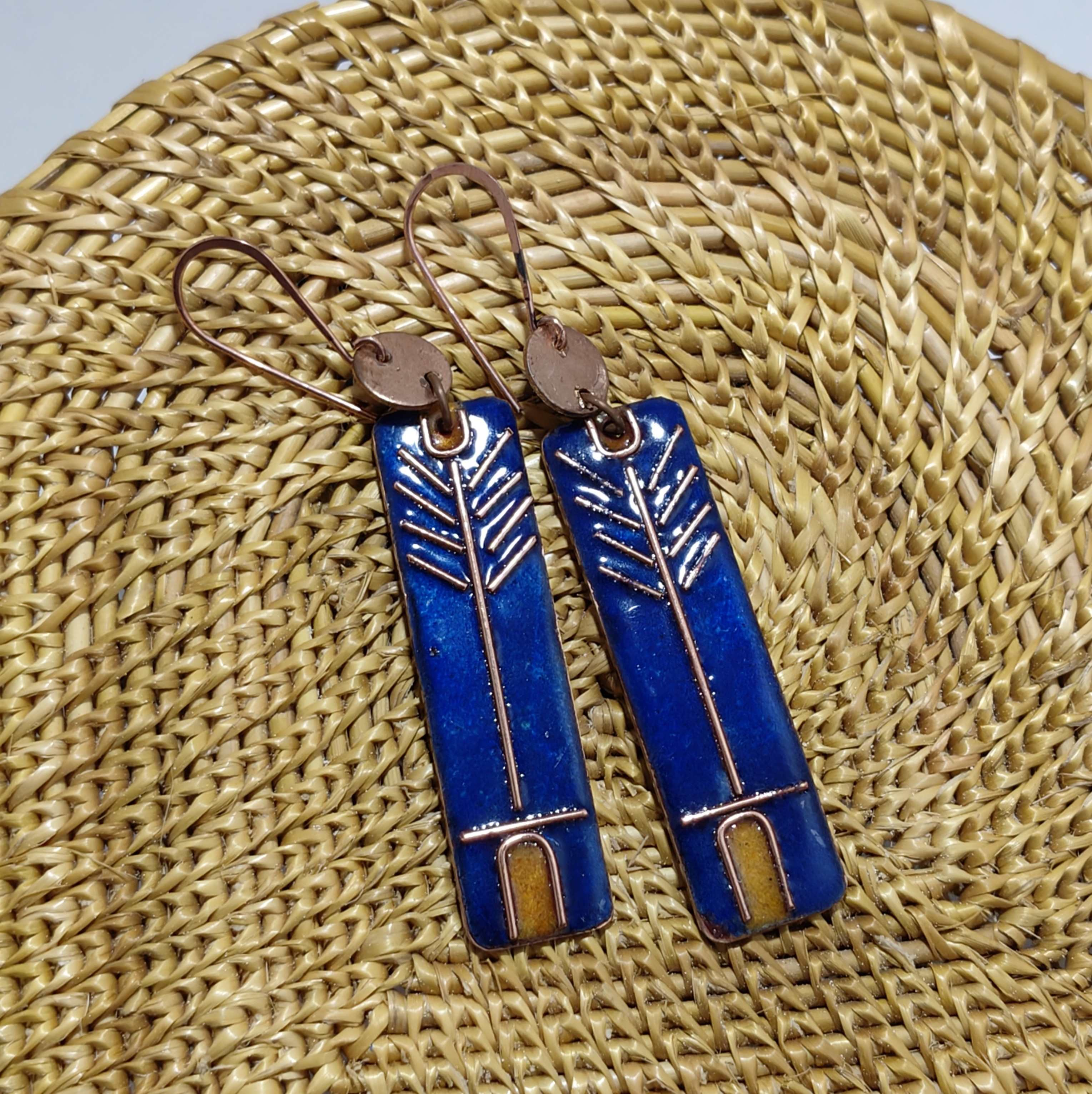Handcrafted Prairie Green Copper Enamel Earrings