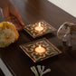 EkiBeki Handcrafted Tealight holder Rangoli Parrot Green Square (Set of 2)
