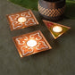 EkiBeki Handcrafted Tealight holder Rangoli Yellow Squares (Set of 2)