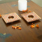 EkiBeki Handcrafted Tealight holder Rangoli Peach Square (Set of 2)