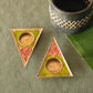 EkiBeki Handcrafted Tealight holder Rangoli Parrot Green Triangle (Set of 2)