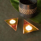 EkiBeki Handcrafted Tealight holder Rangoli Parrot Green Triangle (Set of 2)