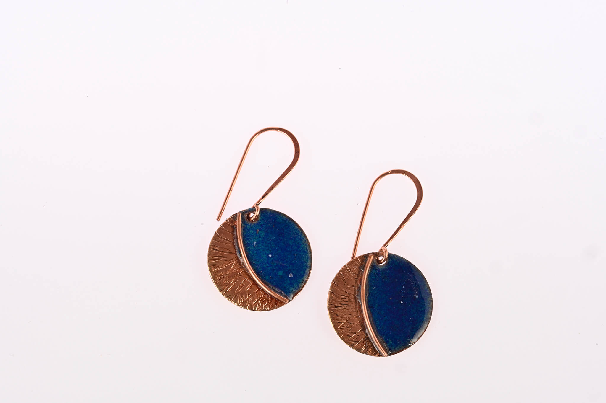 Hand Crafted Copper Enamel -  Kakan Blue Earrings