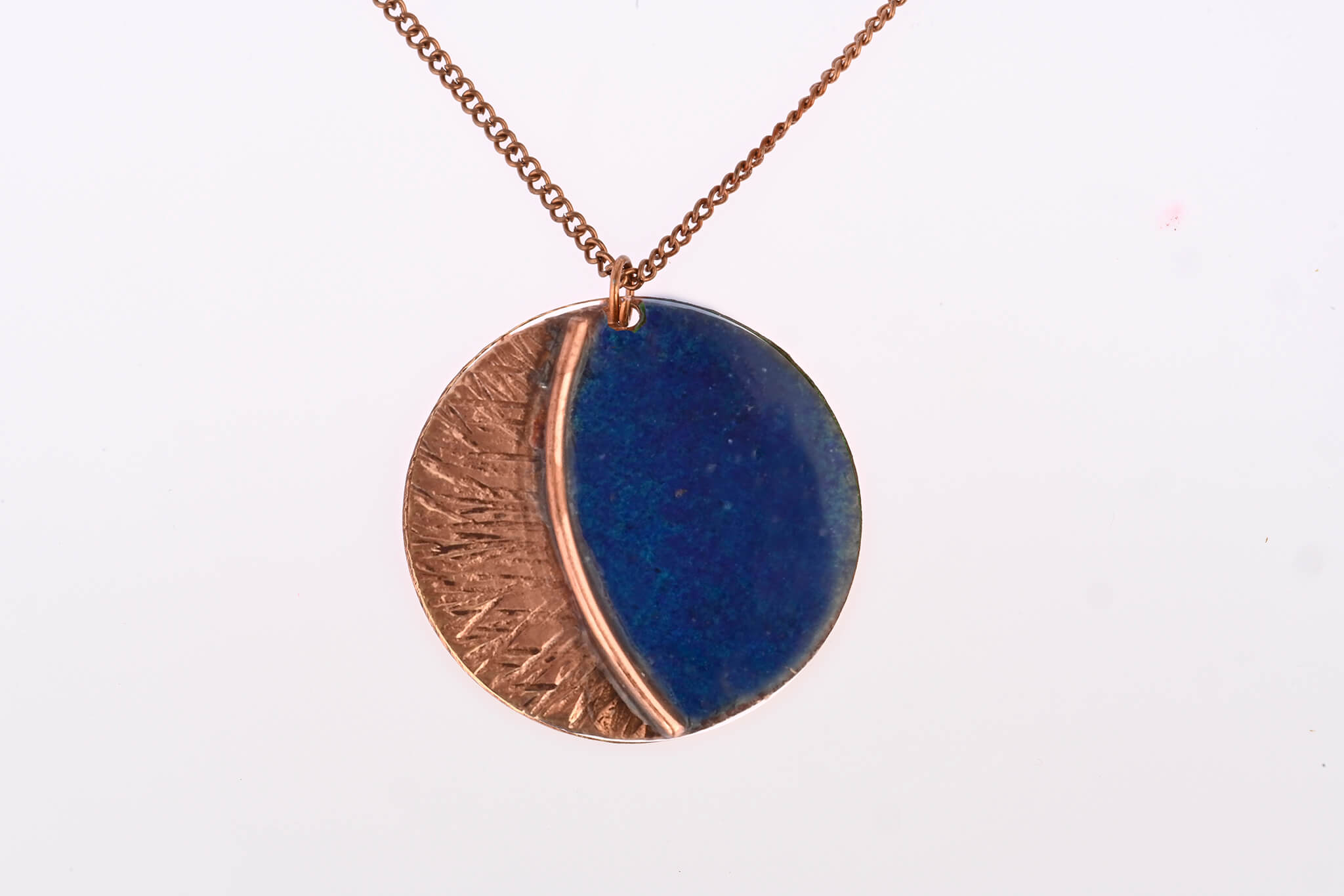 Hand Crafted Copper Enamel -  Kakan Blue Pendant