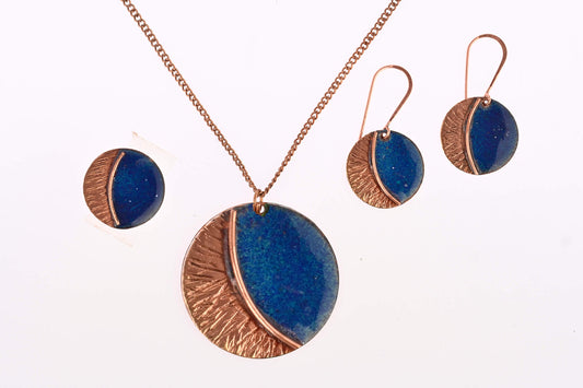 Hand Crafted Copper Enamel -  Kakan Blue Set