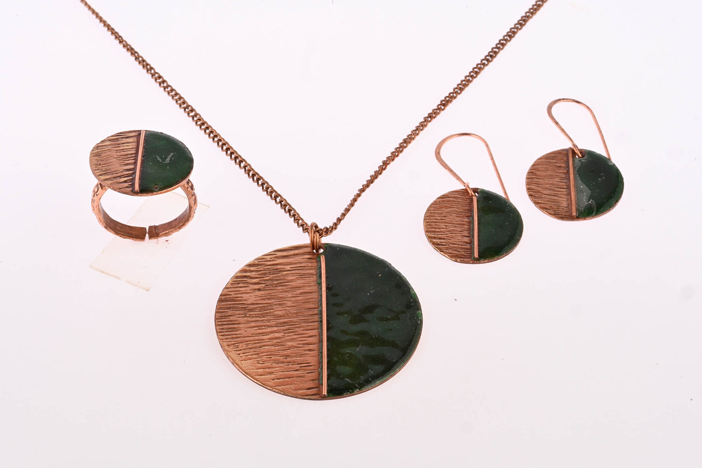 Hand Crafted Copper Enamel -  Kakan Green Set