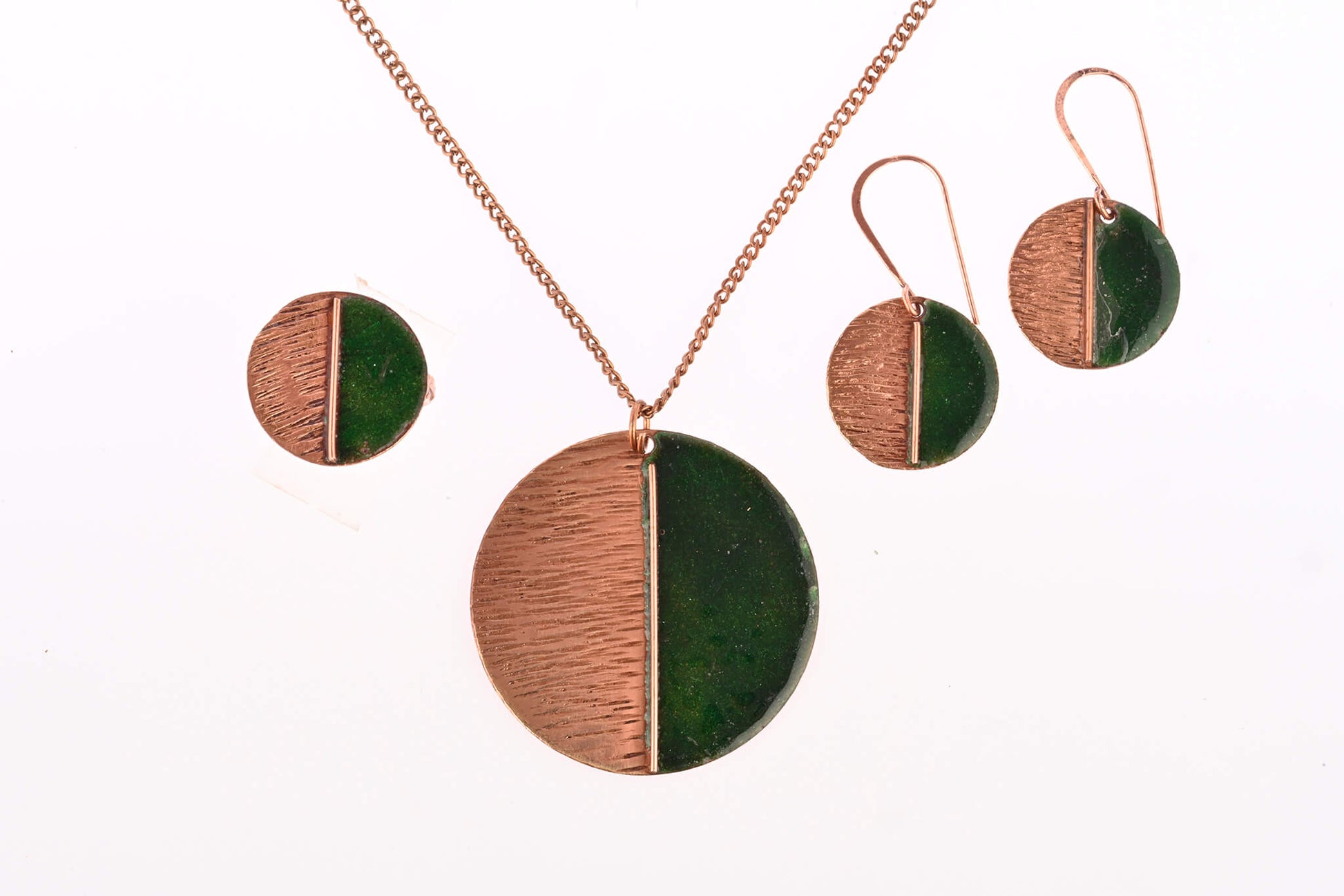 Hand Crafted Copper Enamel -  Kakan Green Set