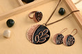 Hand Crafted Copper Enamel -  Leaflet Coal Set Small
