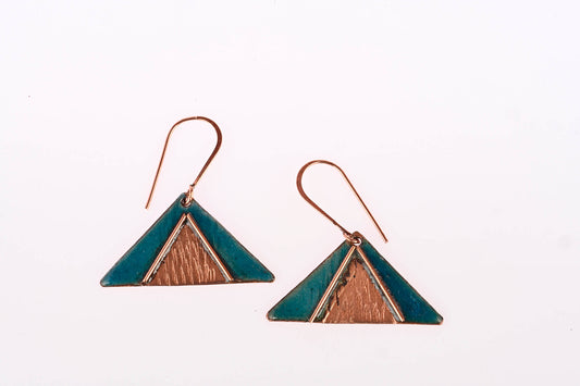 Hand Crafted Copper Enamel -  Triphuli Blue Earrings