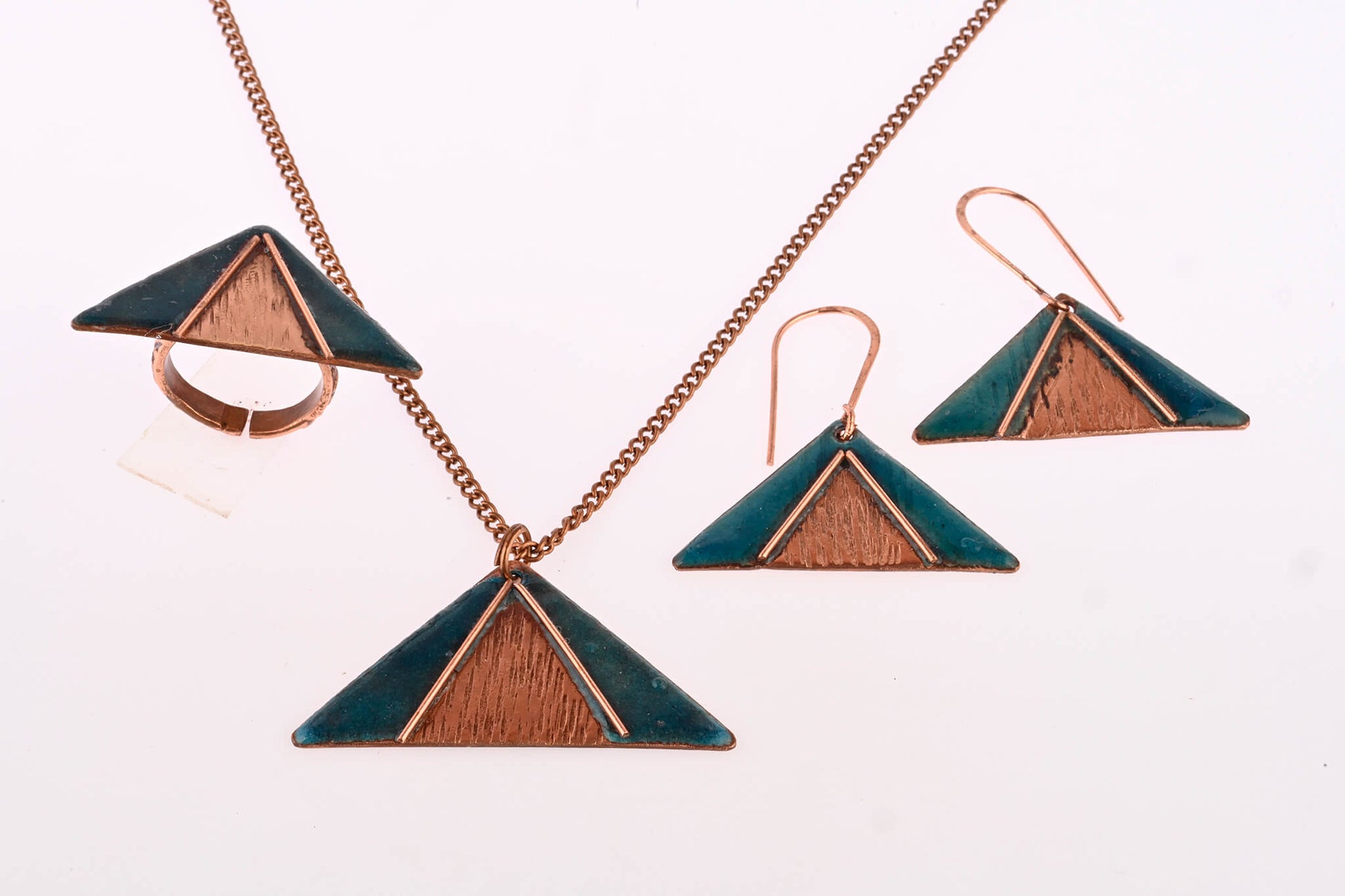 Hand Crafted Copper Enamel -  Triphuli Blue Set