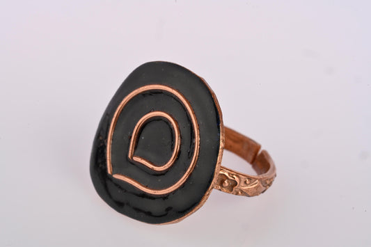Hand Crafted Copper Enamel -  Vartul Black Ring