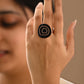 Hand Crafted Copper Enamel -  Vartul Black Ring