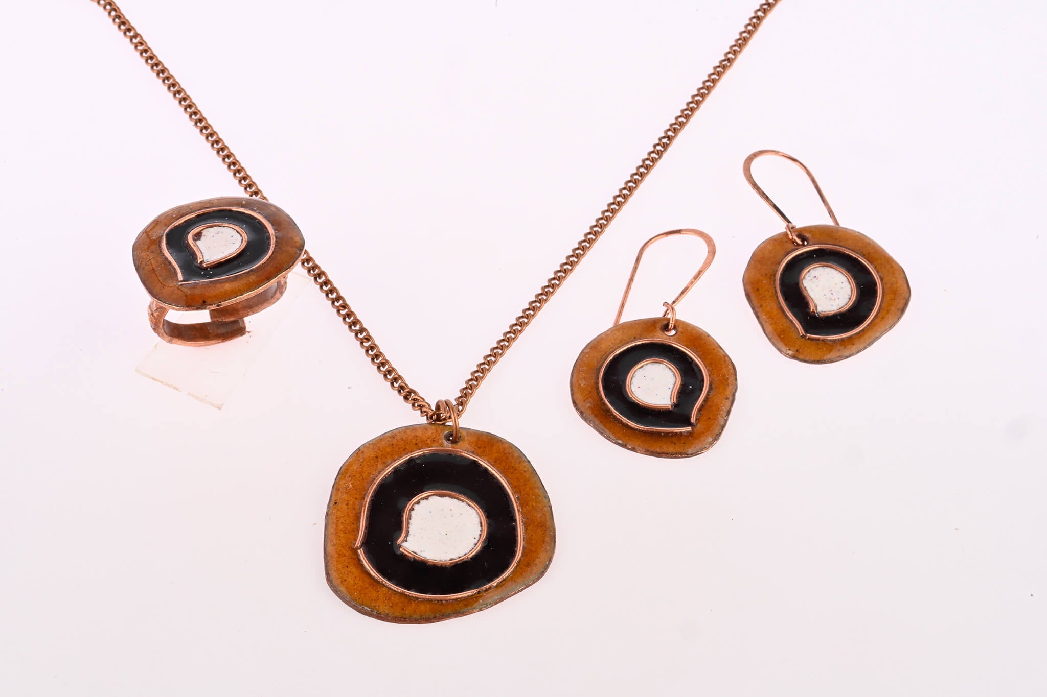 Hand Crafted Copper Enamel -  Vartul Ochre Set