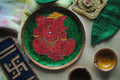 Home decor wall plates of Ganesh as Omkara, Ekdanaka, Vinayaka, handpainted and enameled on beaten copper