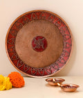 Copper enamel home decor, handcrafted in Maharashtra, India. Archana pooja thali and diya combo package