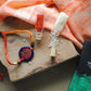 Handcrafted copper enameled rakhi with swastika motifs, string threads. Part of chocolate gift hamper 