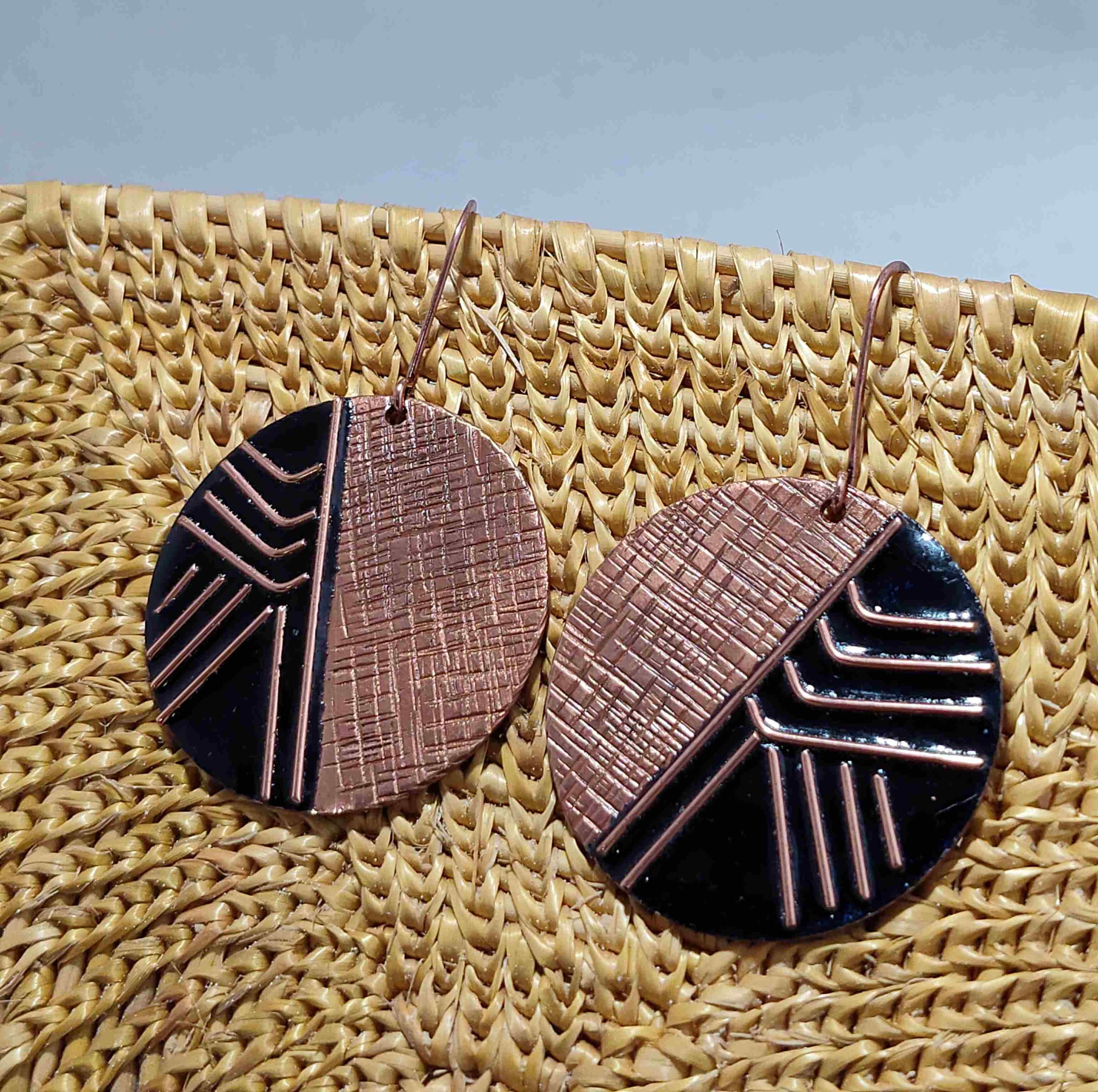 Handcrafted Suntop Gold Copper Enamel Earrings