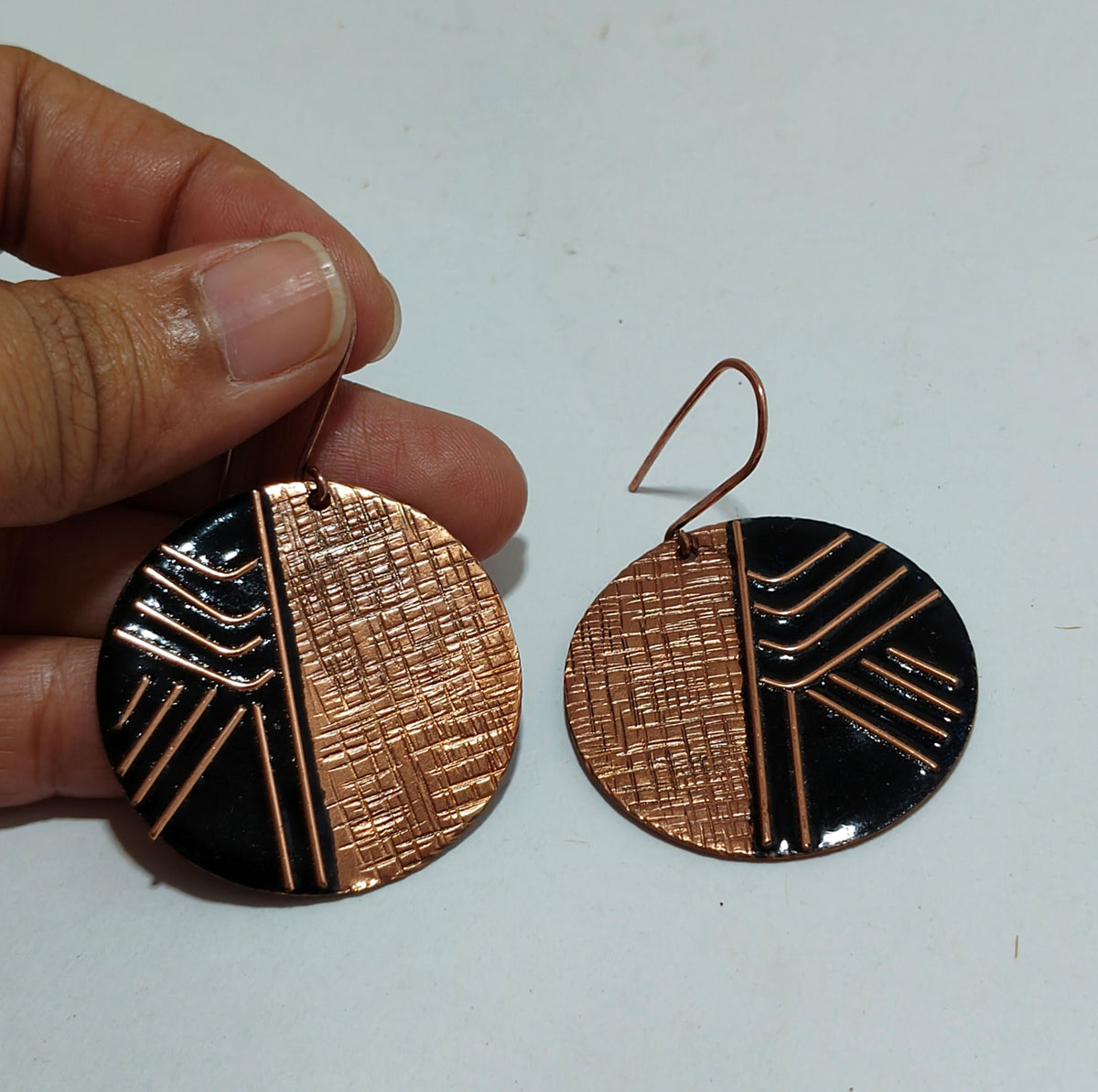 Handcrafted Suntop Gold Copper Enamel Earrings