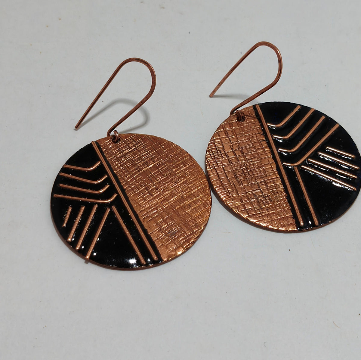Handcrafted Suntop Gold Copper Enamel Earrings