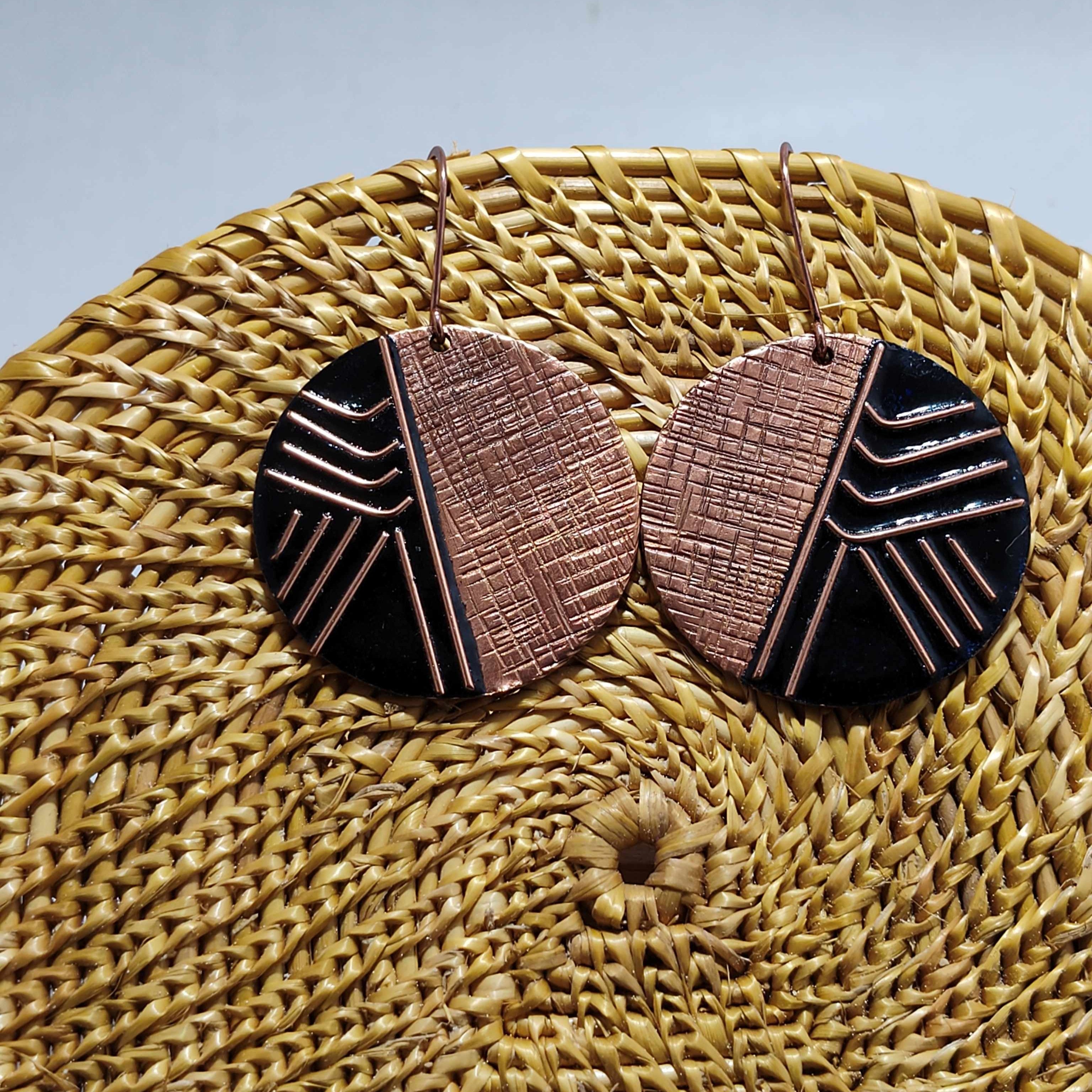 Handcrafted Suntop Gold Copper Enamel Earrings