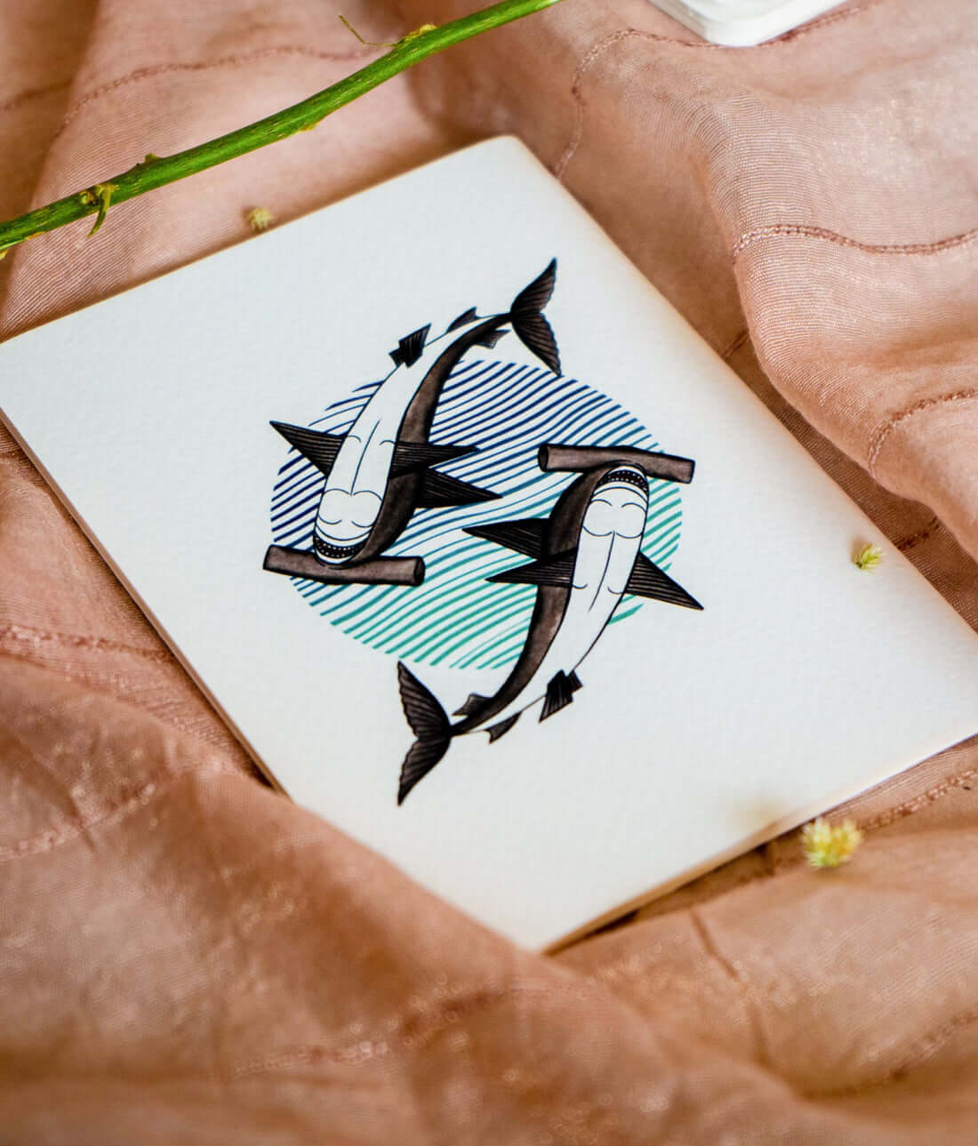 Sockeyed Salmon in Patchitra handcrafted Notebook (Single), to raise awareness of marine environment