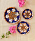 EkiBeki Handcrafted Copper Enamel Blue Lotus Petal Wall Plate-3 sizes