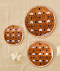 EkiBeki Handcrafted Copper Enamel Lotus in a jali Brown Wall Plate-3 sizes