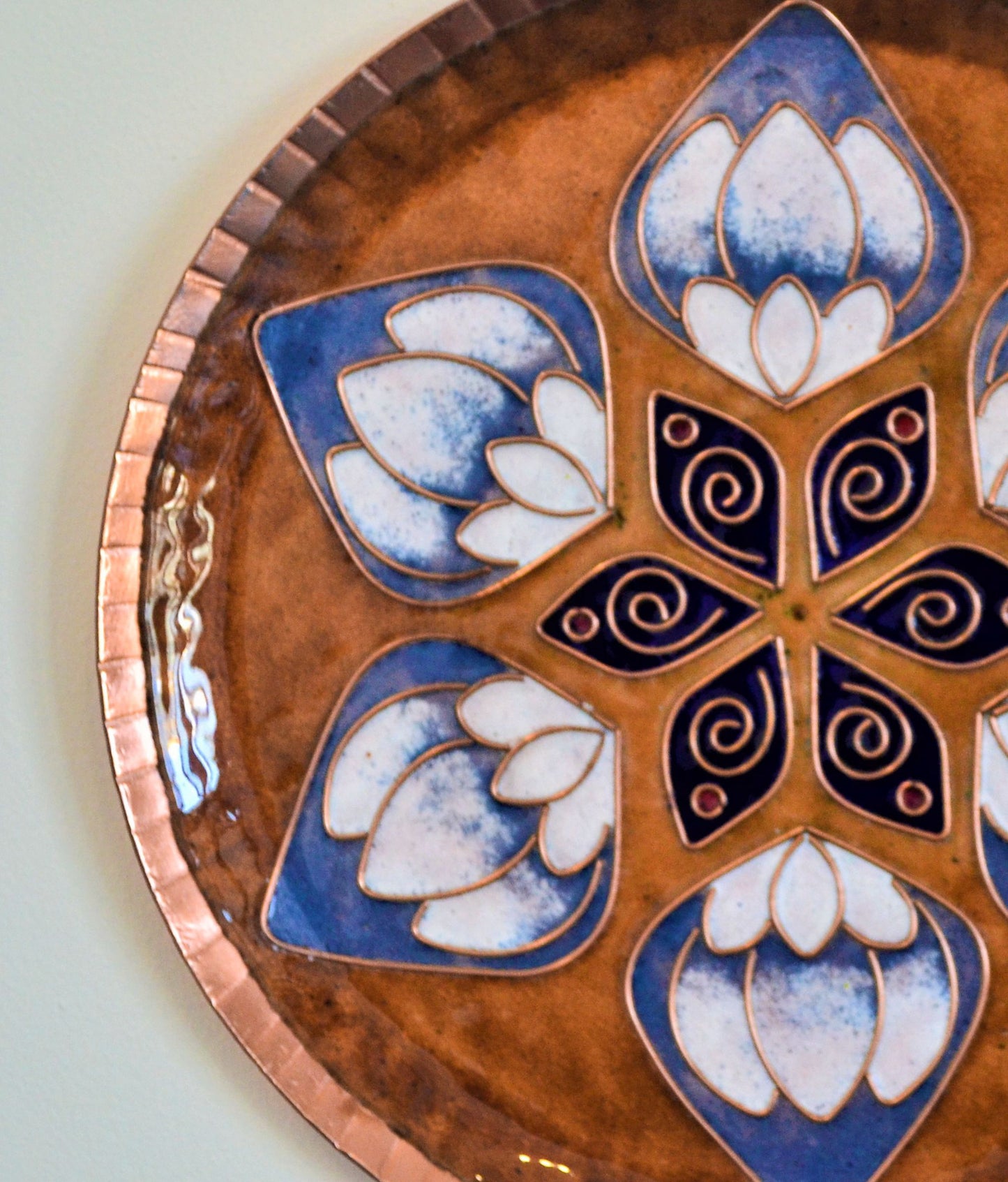 EkiBeki Handcrafted Copper Enamel Lotus Petal Brown Wall Plate-3 sizes