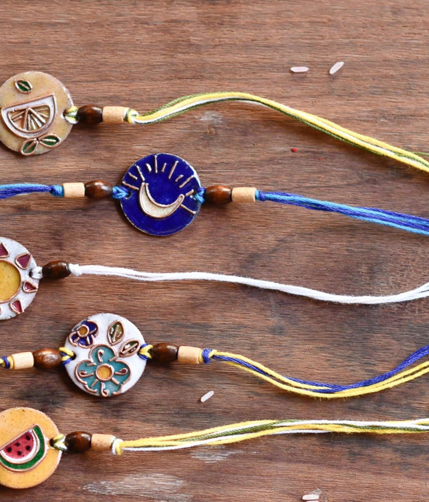 Handcrafted Chanda Copper Enamel Rakhi by EkiBeki