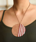 Handcrafted Copper Enamel Fire Large Pendant