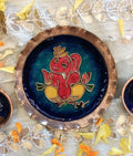 EkiBeki Handcrafted Copper Enamel Ganesh Wall Plate-(Size-3 and 5 inch)